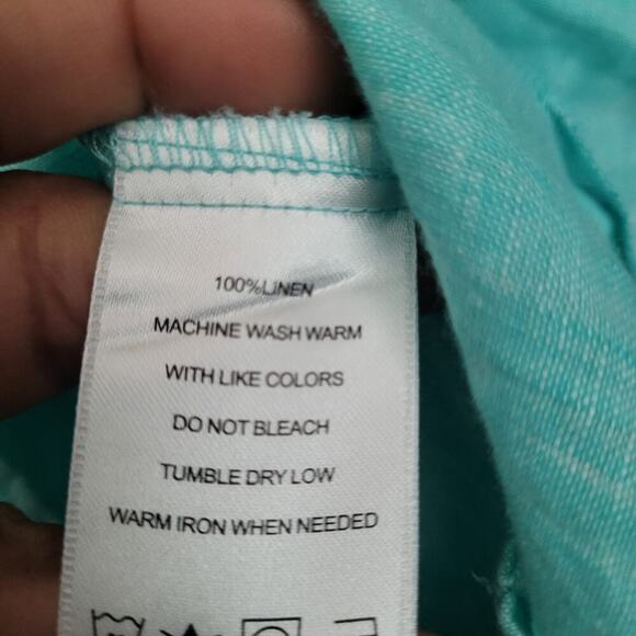 Foxcroft Womens Button Up Blouse Top Size 2 Blue 100% Linen Long Sleeve Collared - Picture 3 of 6